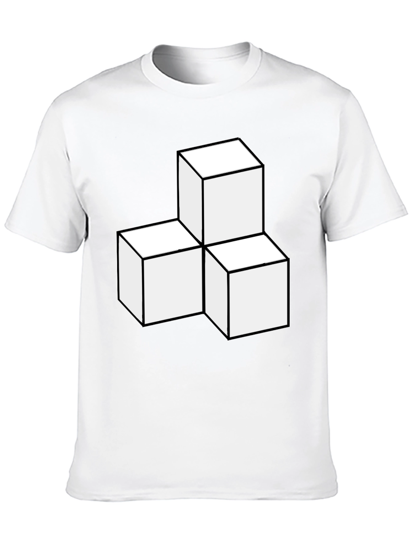 Geometric Cube Graphic Tee - Modern Black T-Shirt