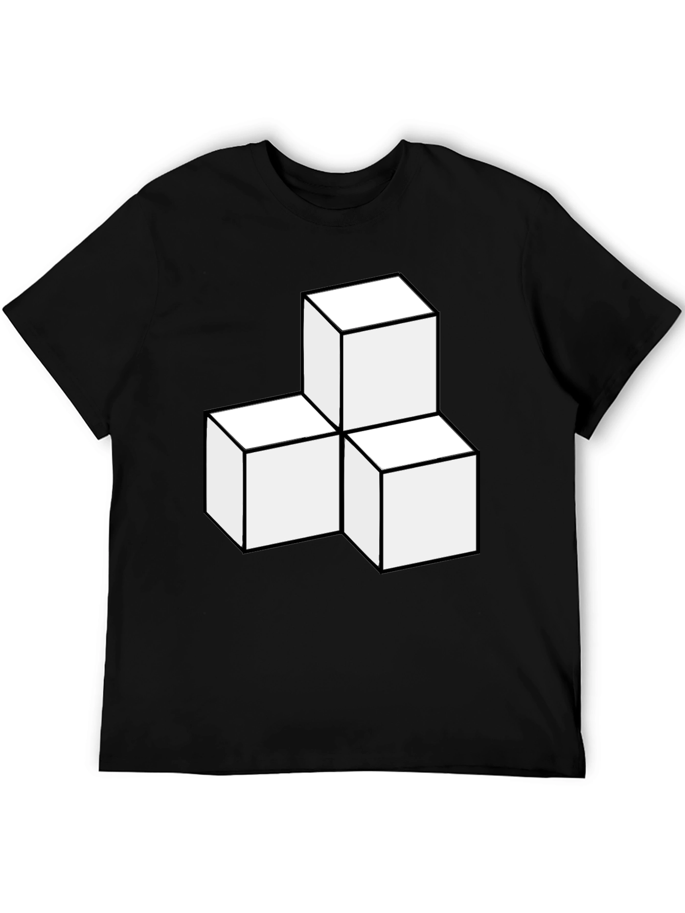 Geometric Cube Graphic Tee - Modern Black T-Shirt