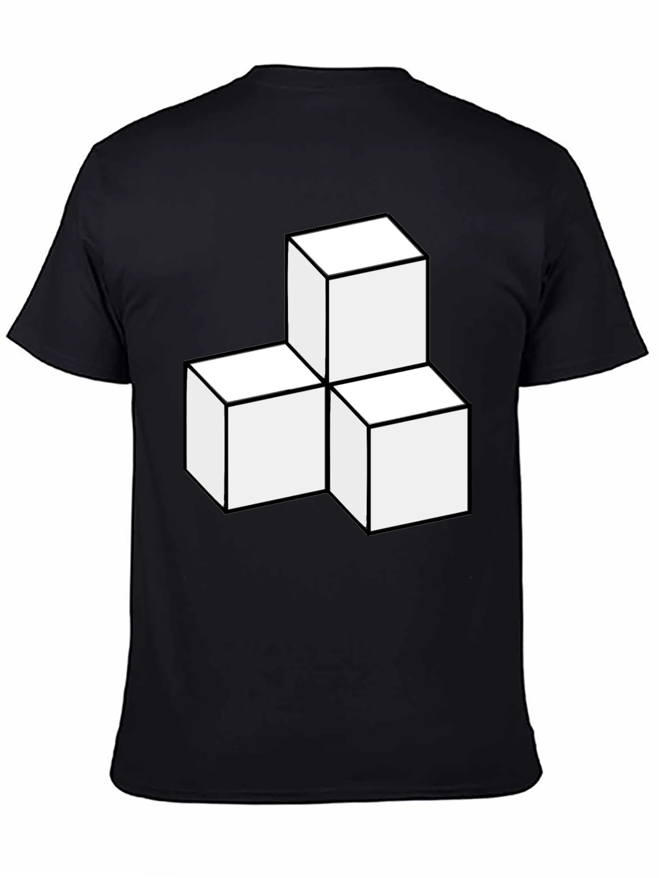 Geometric Cube Graphic Tee - Modern Black T-Shirt