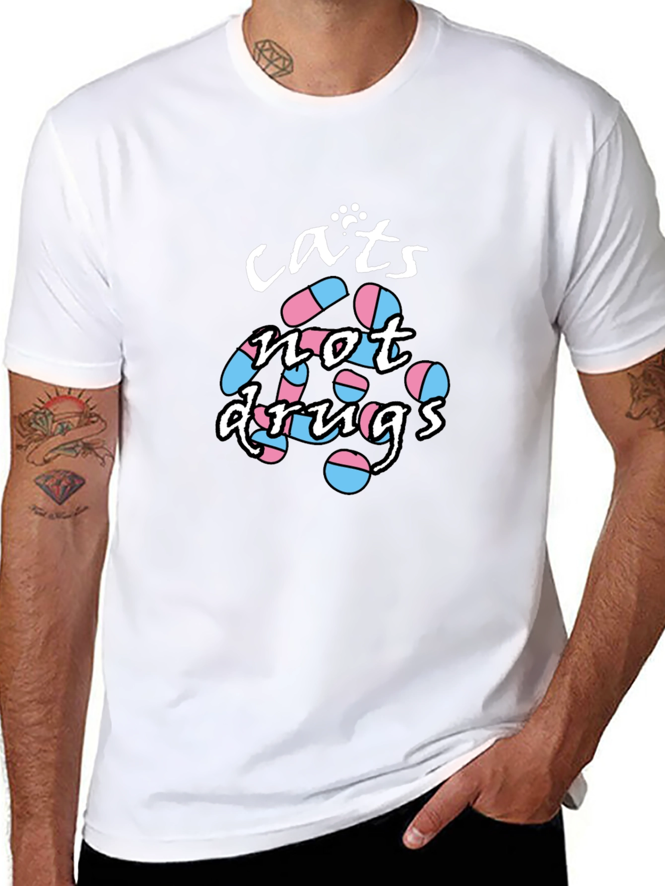Cats Not Drugs T-Shirt - Funny Graphic Tee