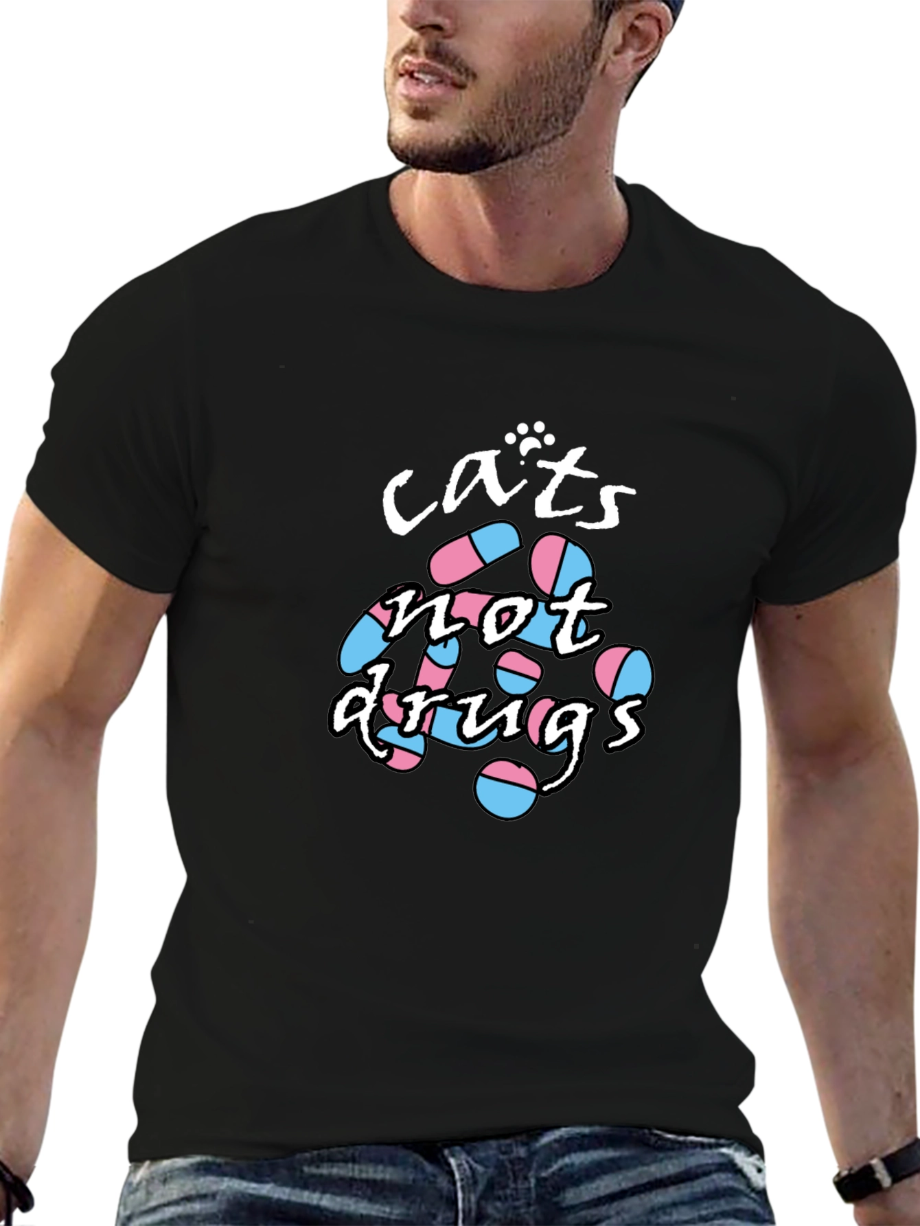 Cats Not Drugs T-Shirt - Funny Graphic Tee