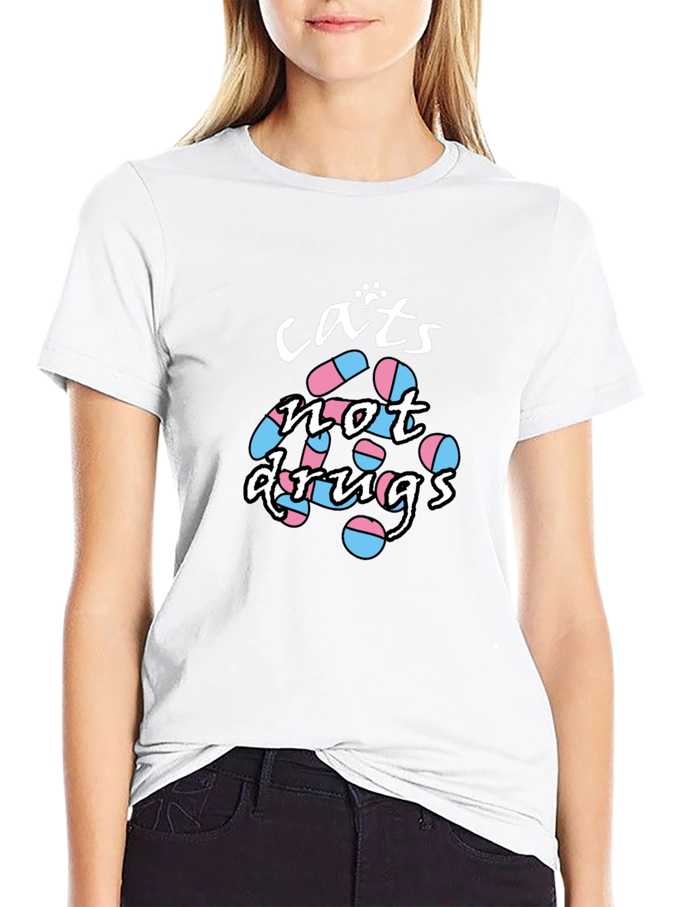 Cats Not Drugs T-Shirt - Funny Graphic Tee