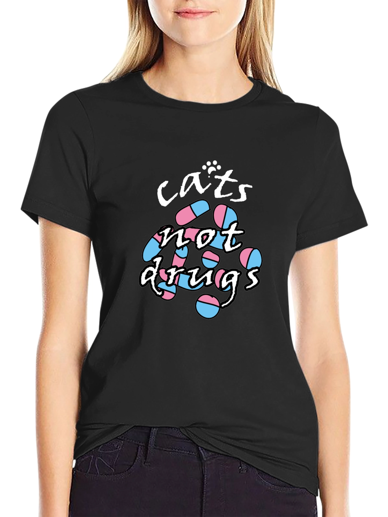 Cats Not Drugs T-Shirt - Funny Graphic Tee