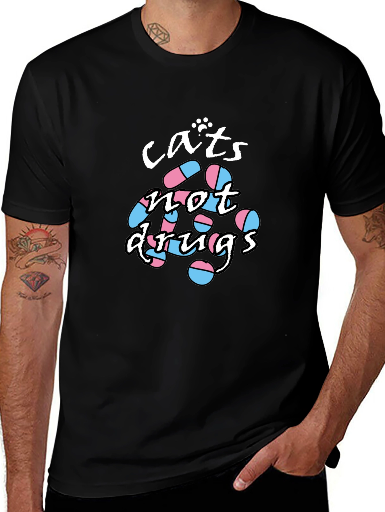Cats Not Drugs T-Shirt - Funny Graphic Tee