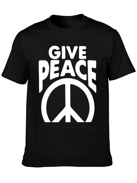 Give Peace Black Graphic T-Shirt