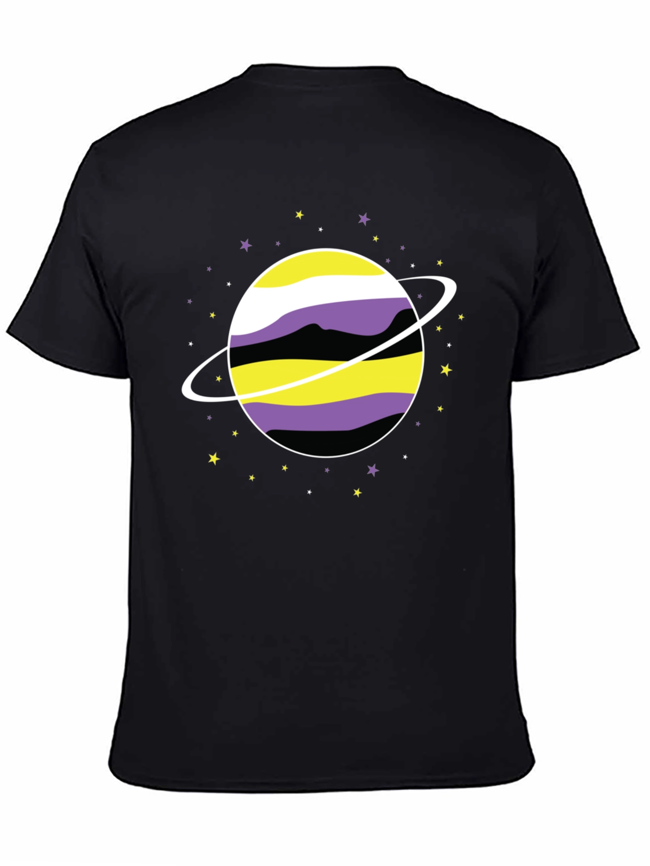 Nonbinary Pride Planet T-Shirt - Black Unisex