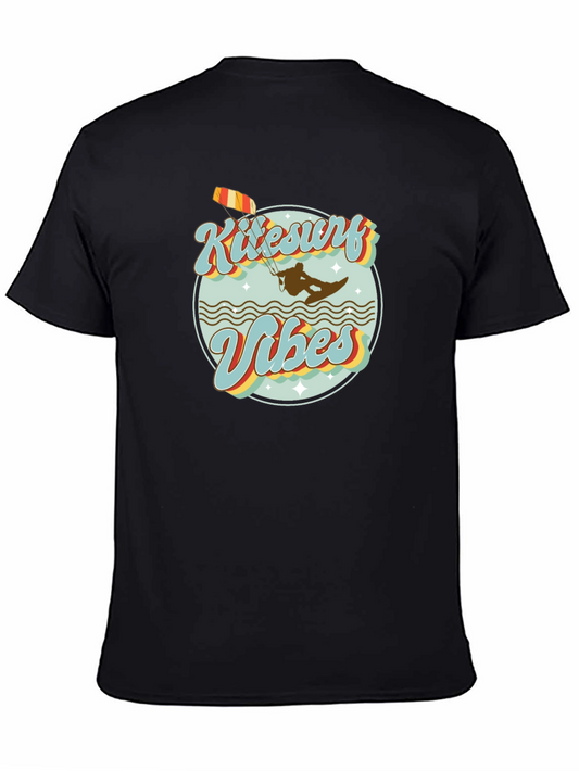 Kitesurf Vibes Retro Graphic Tee | Black Casual Shirt