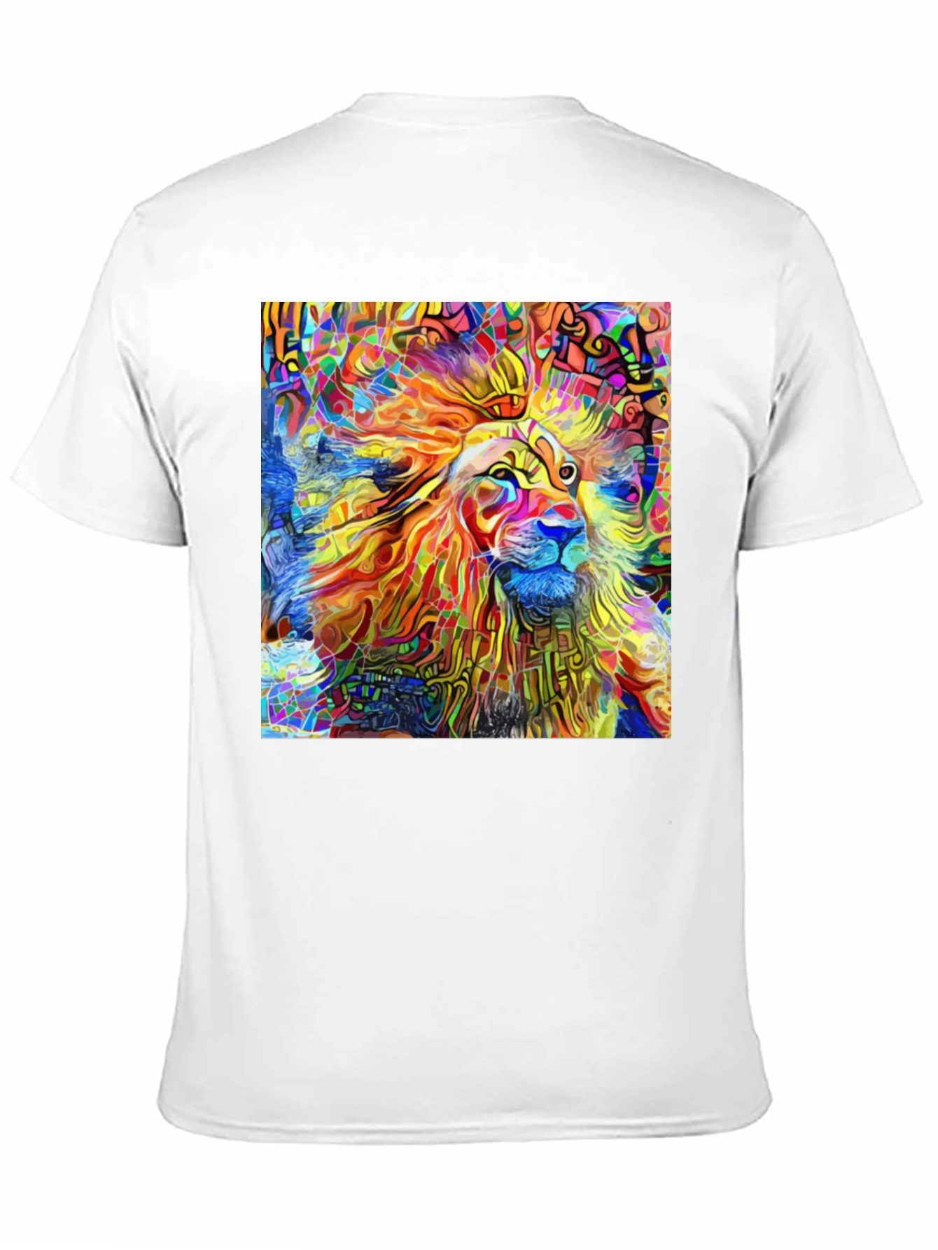 Vibrant Lion Art Black T-Shirt