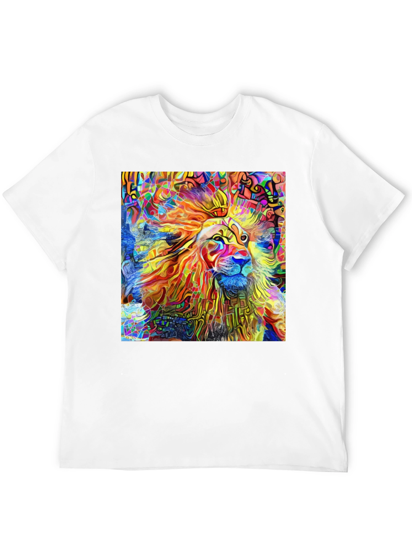 Vibrant Lion Art Black T-Shirt