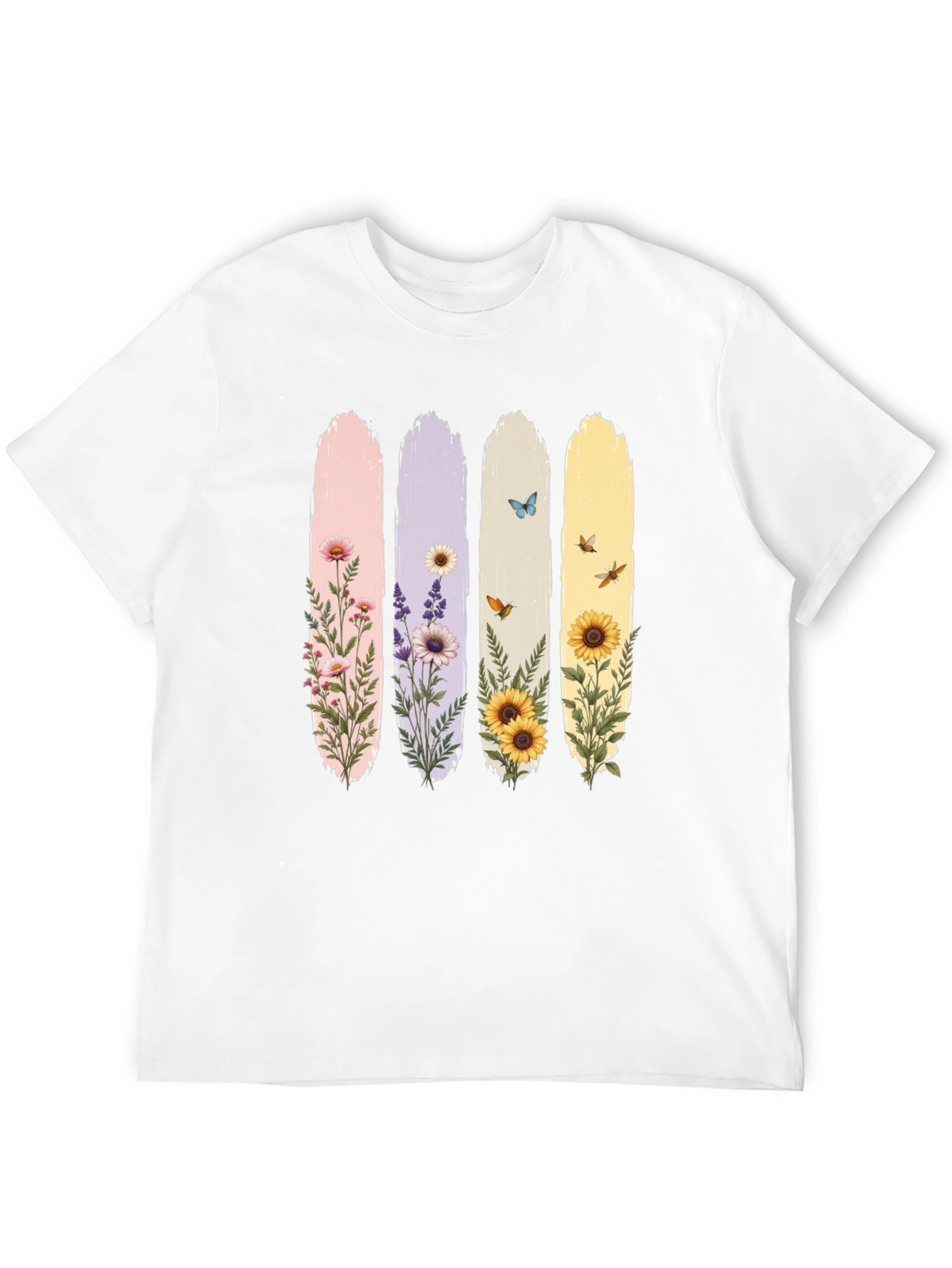 Floral Stripes Graphic Tee - Black Unisex T-Shirt