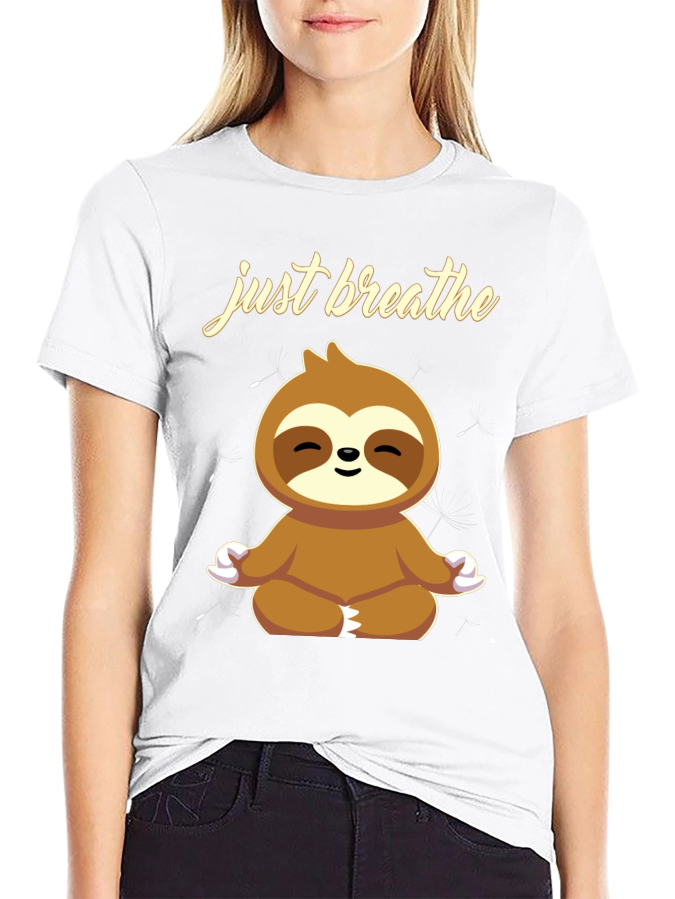 Just Breathe Sloth Graphic T-Shirt