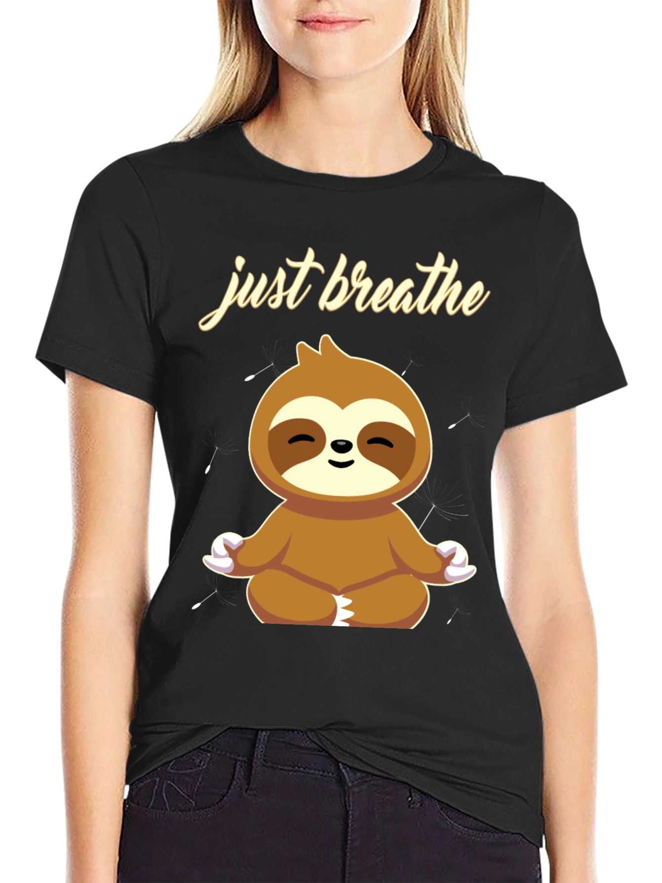 Just Breathe Sloth Graphic T-Shirt