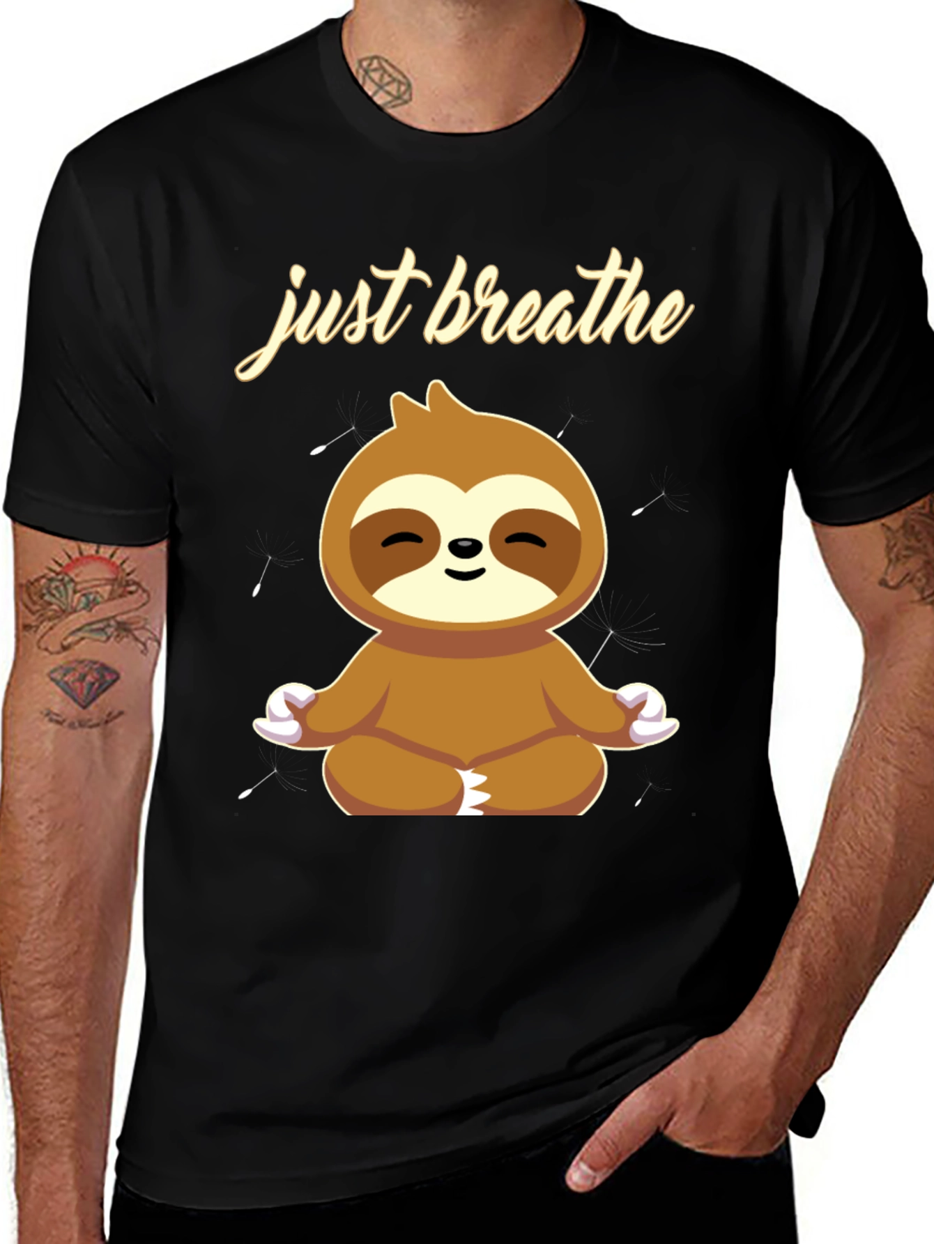 Just Breathe Sloth Graphic T-Shirt