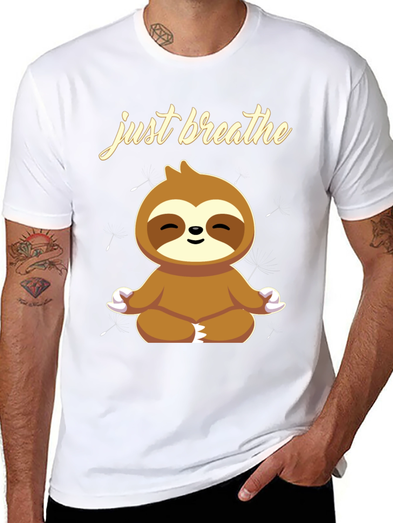 Just Breathe Sloth Graphic T-Shirt