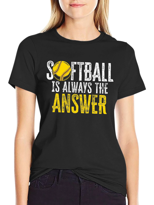 Softball Answer Black T-Shirt