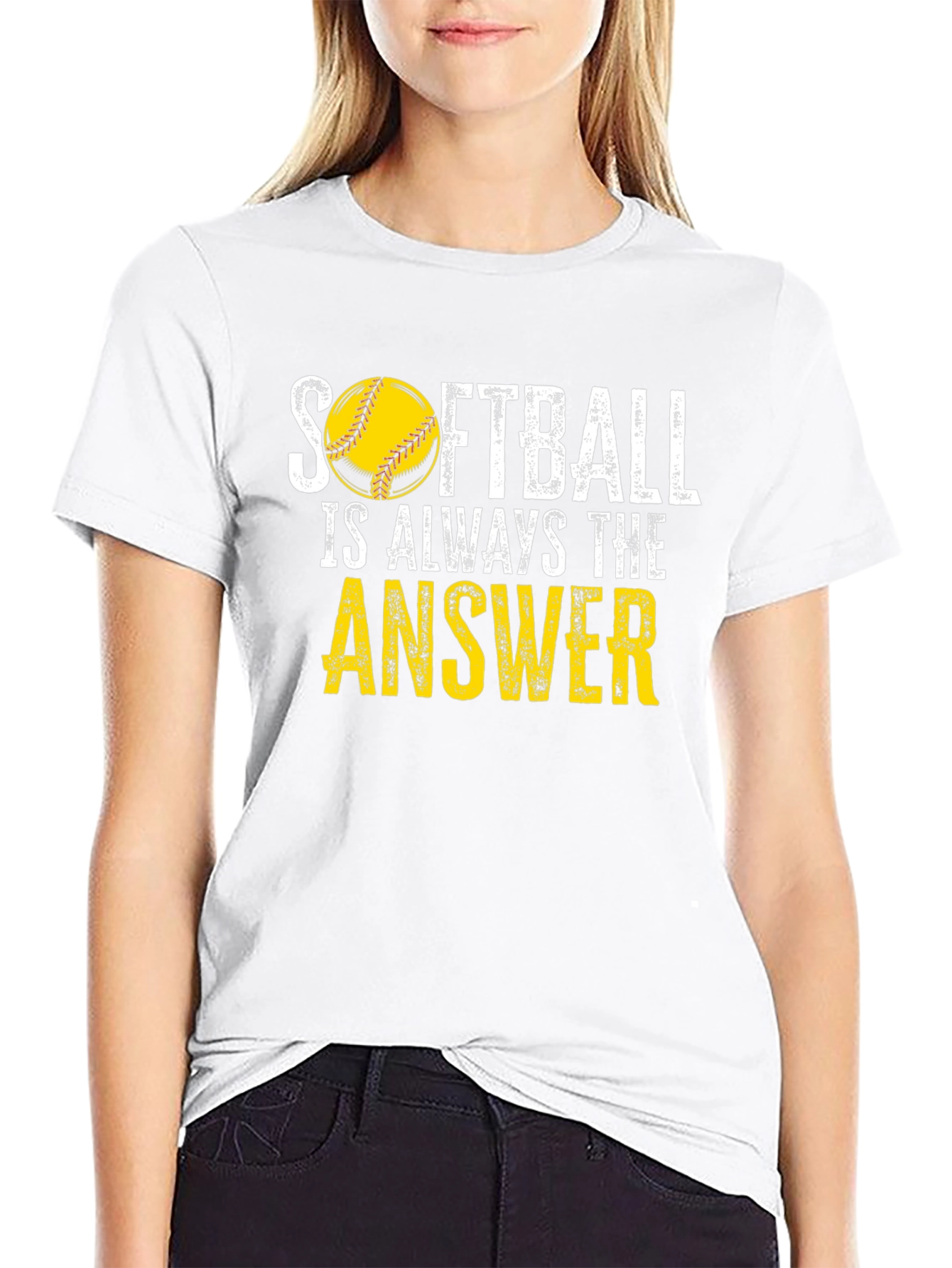 Softball Answer Black T-Shirt