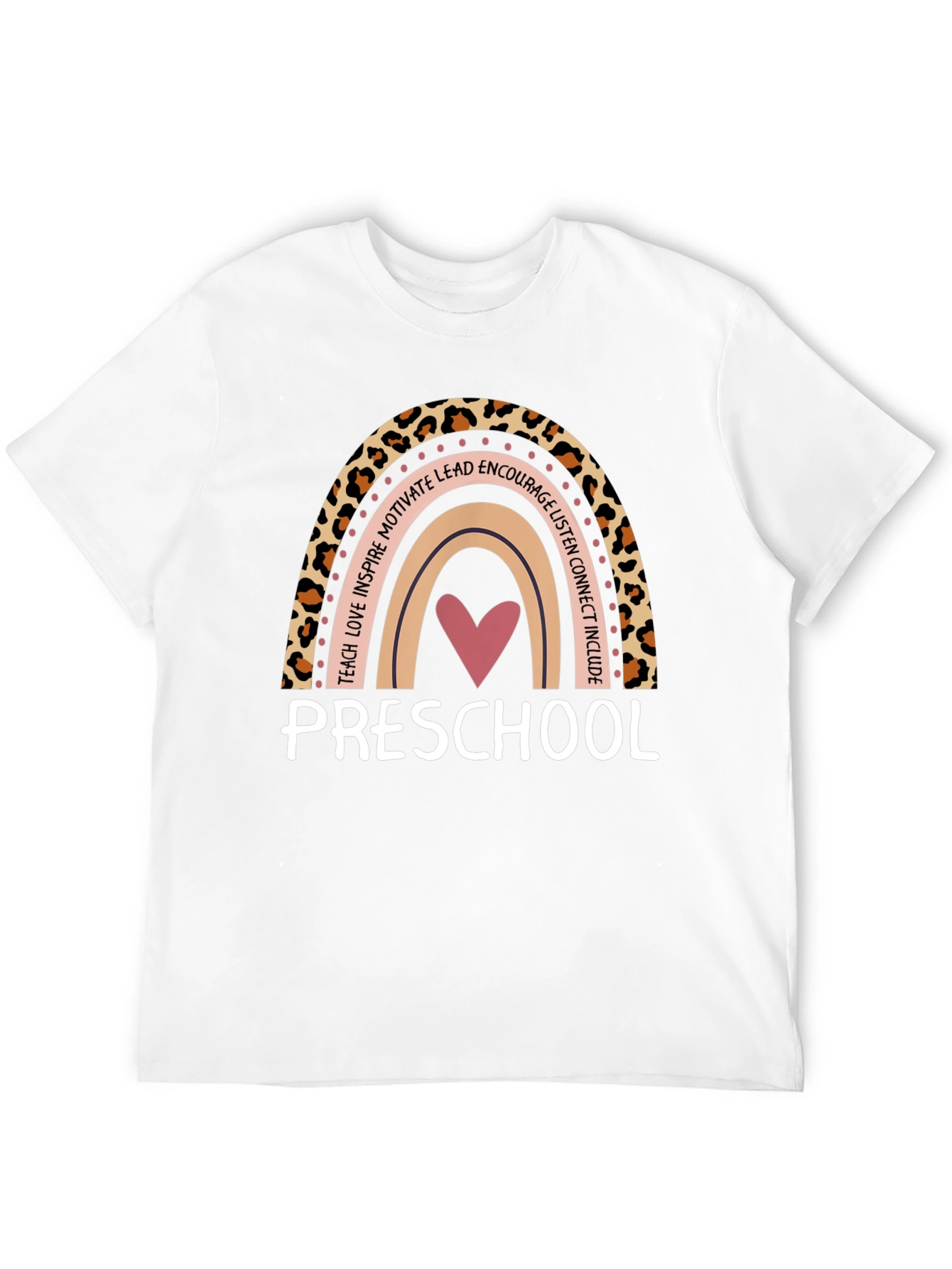 Preschool Teacher Rainbow Leopard Print T-Shirt