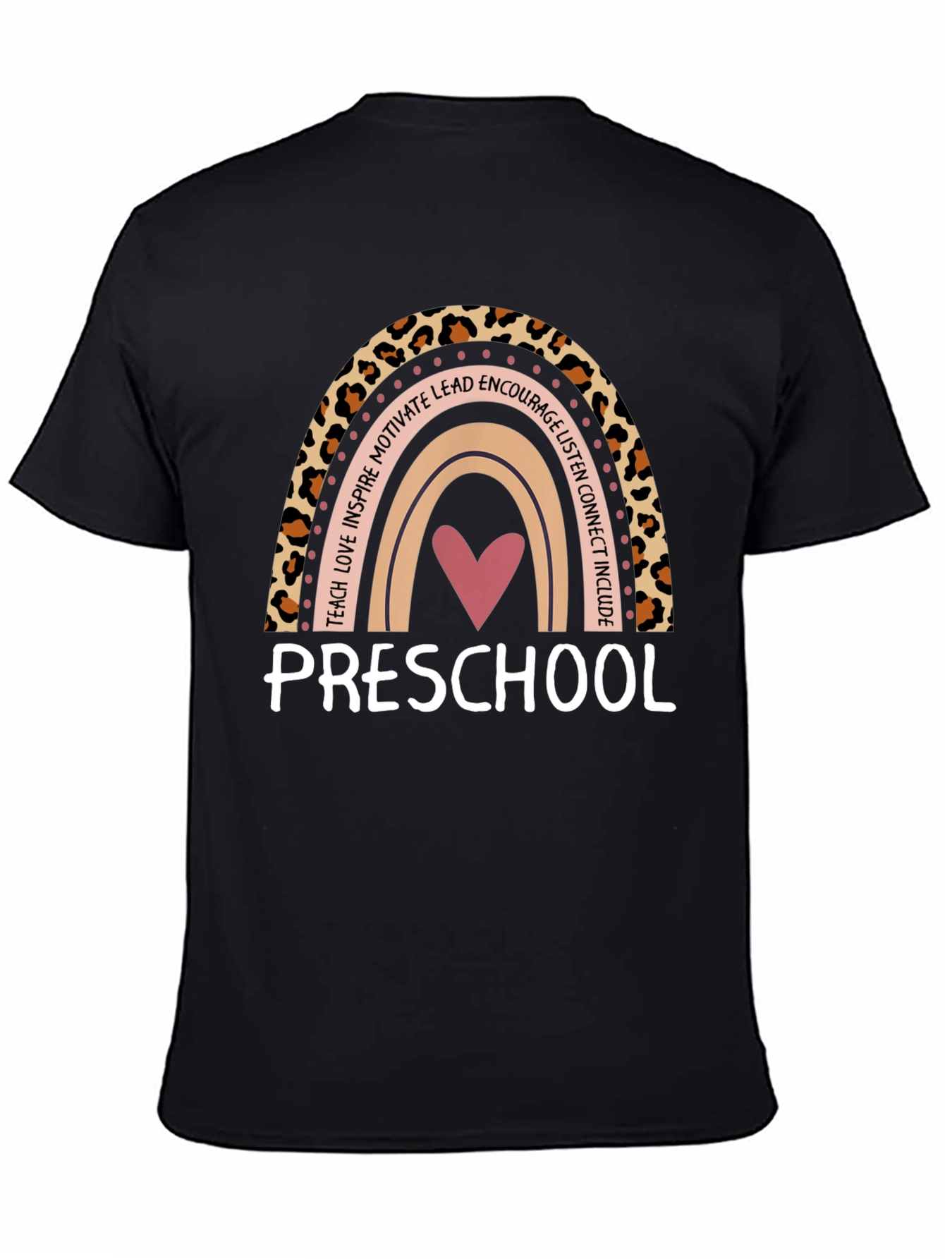 Preschool Teacher Rainbow Leopard Print T-Shirt