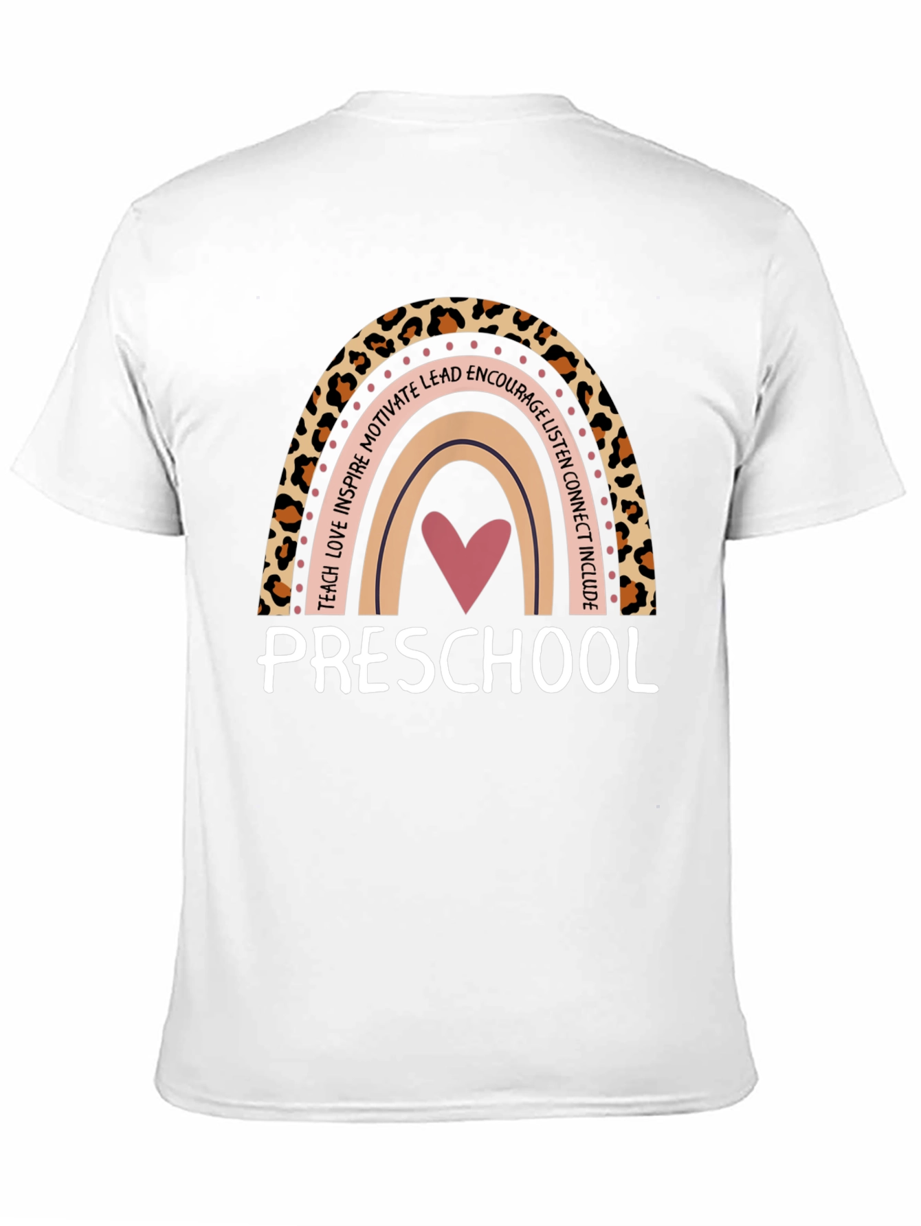 Preschool Teacher Rainbow Leopard Print T-Shirt