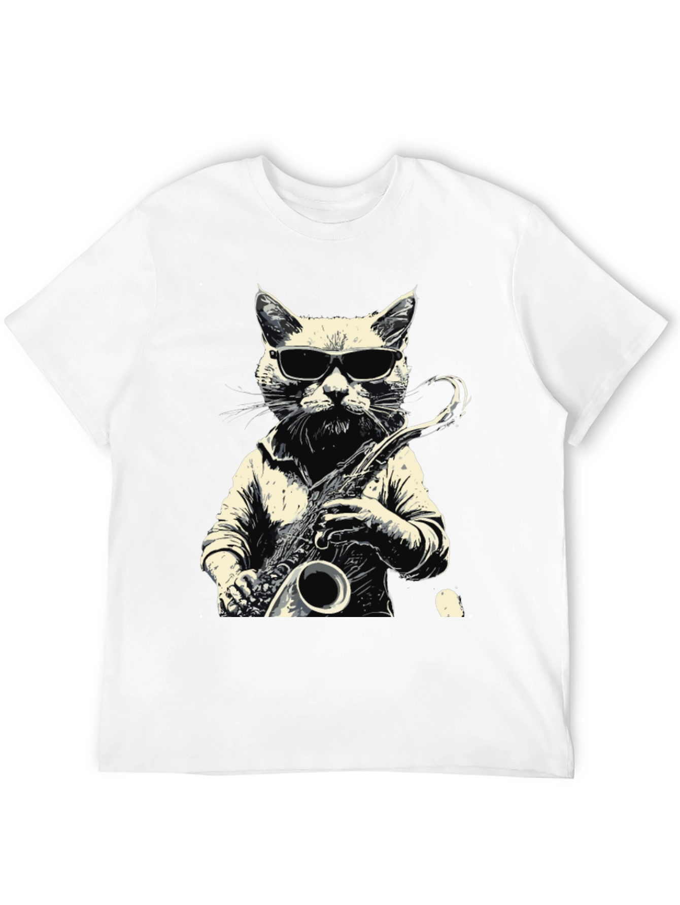Cool Cat Sax Player Graphic Tee