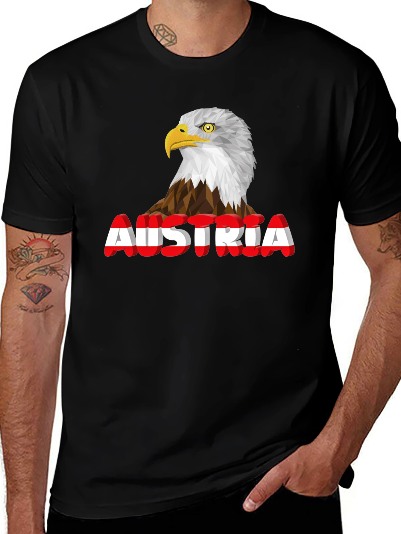 Austria Eagle Graphic Tee - Black Cotton Blend