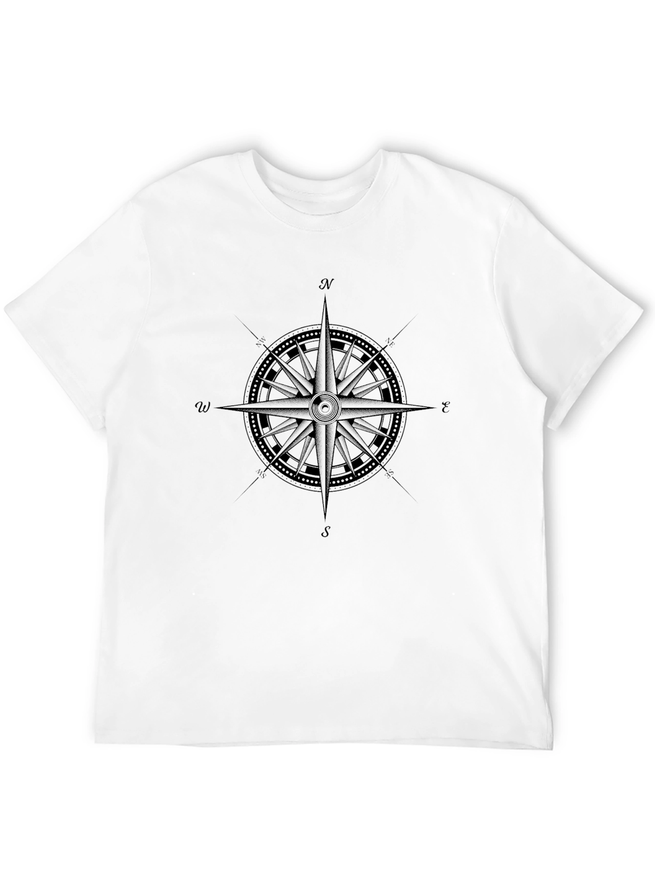 Nautical Compass Graphic Tee - Black Cotton Shirt