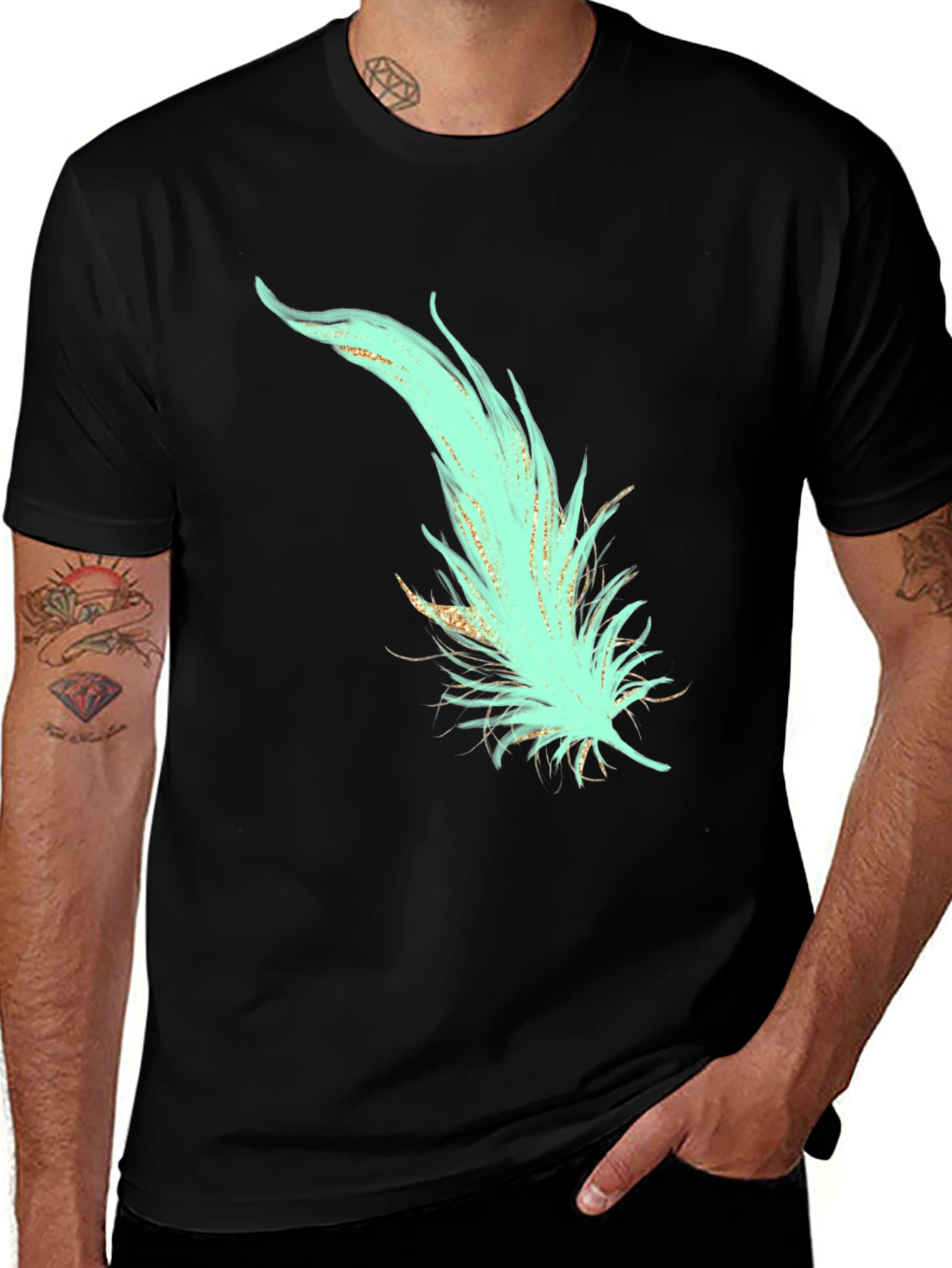Feather Graphic T-Shirt - Stylish Black Tee