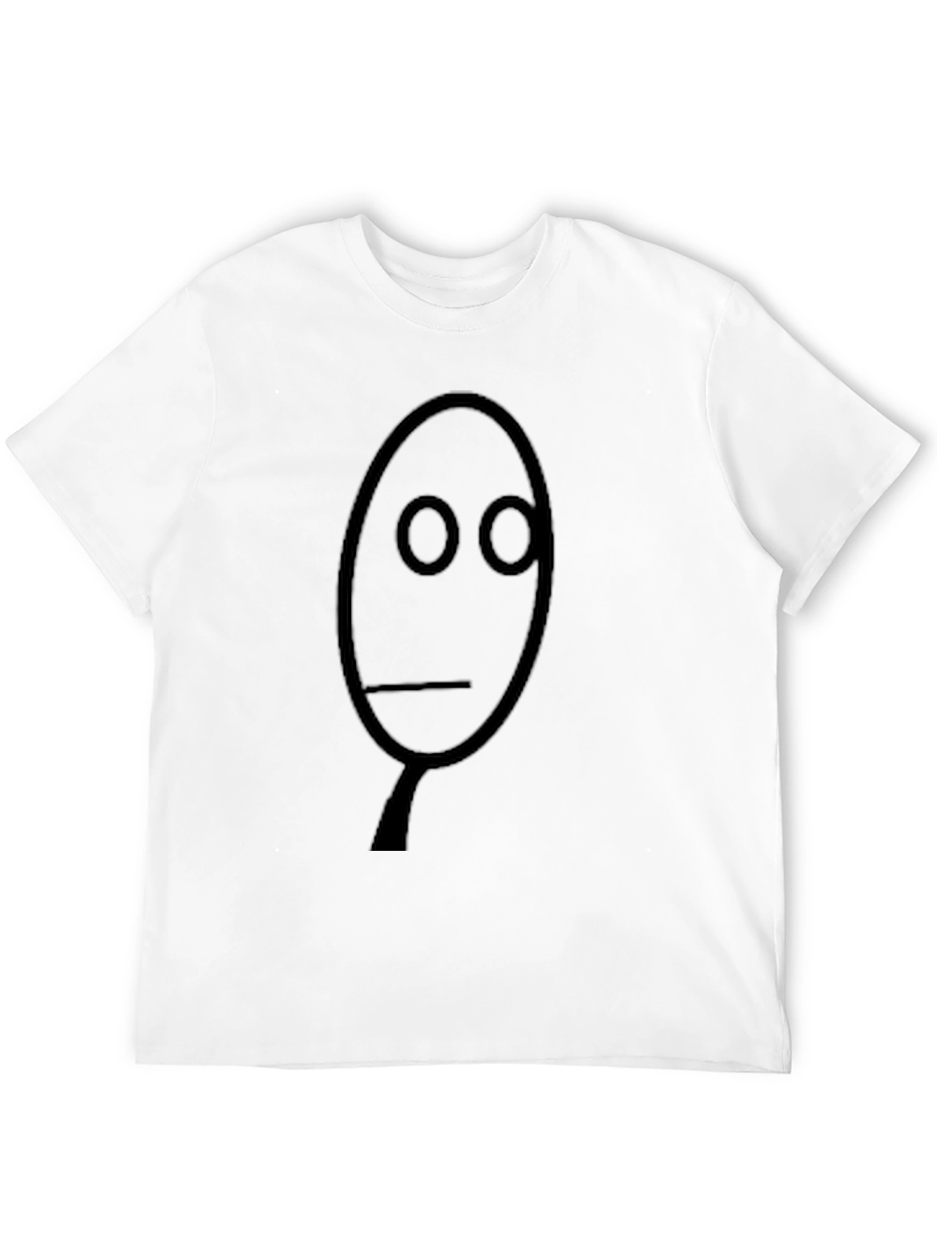 Mens Black T-Shirt with Minimalist Face Design