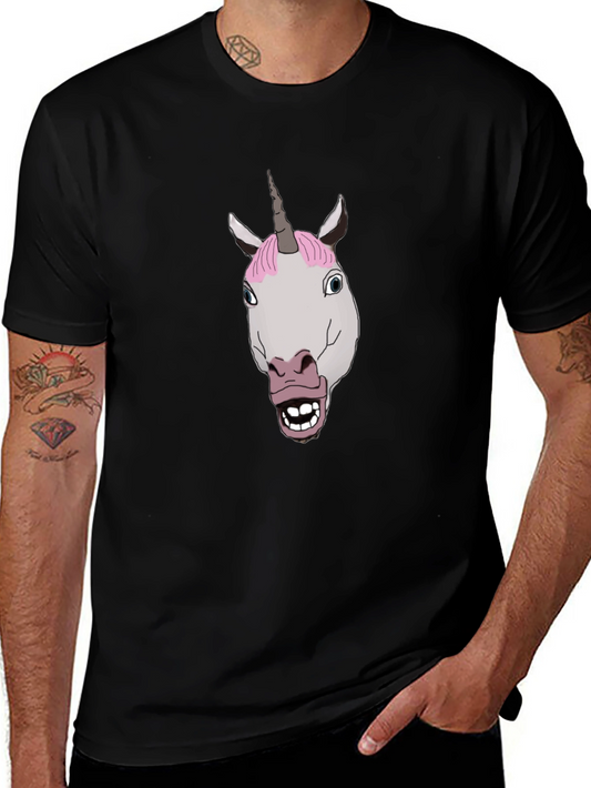 Funny Unicorn Graphic Tee - Black Cotton T-Shirt