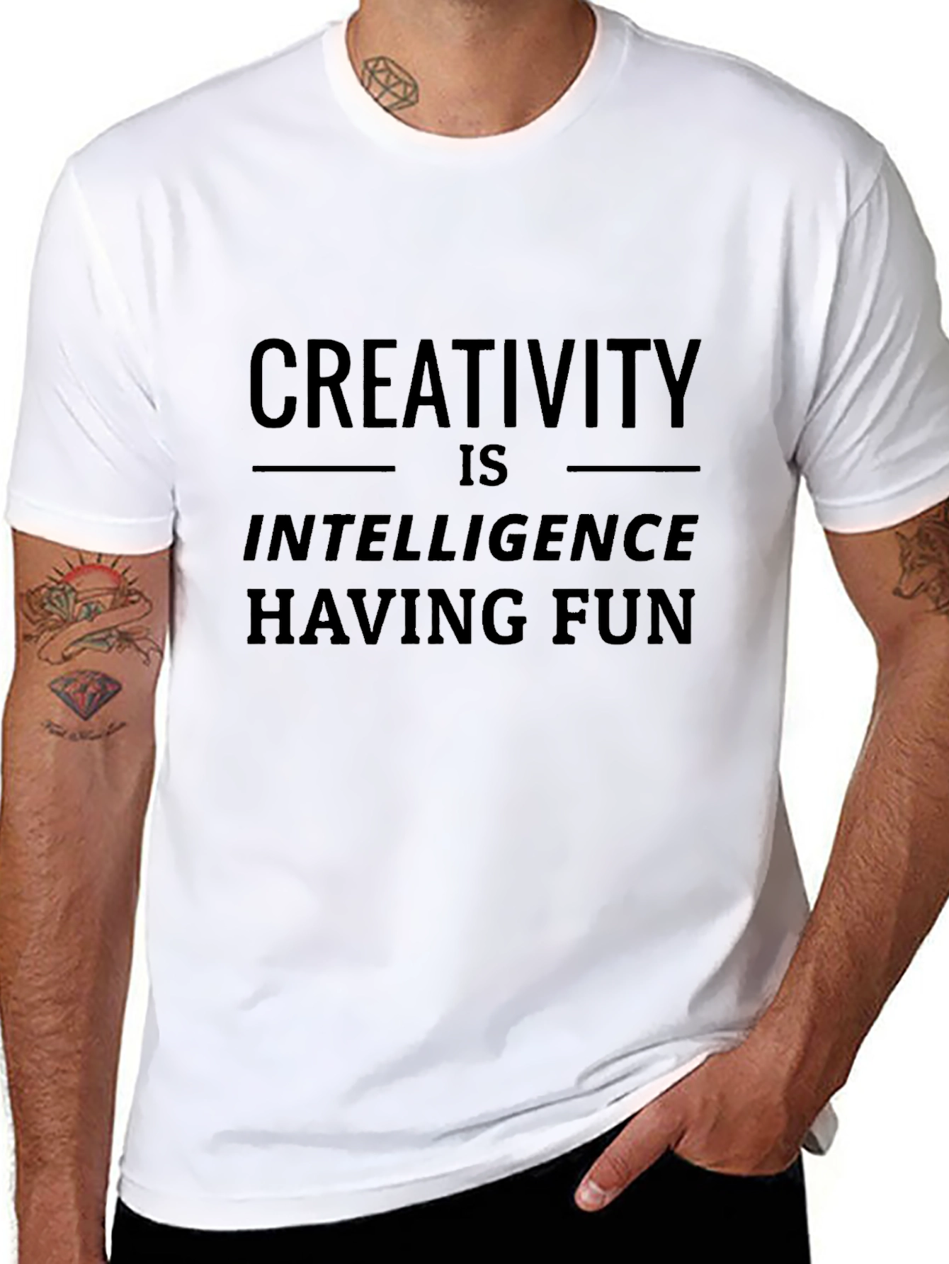 Creativity is Intelligence Having Fun Black T-Shirt