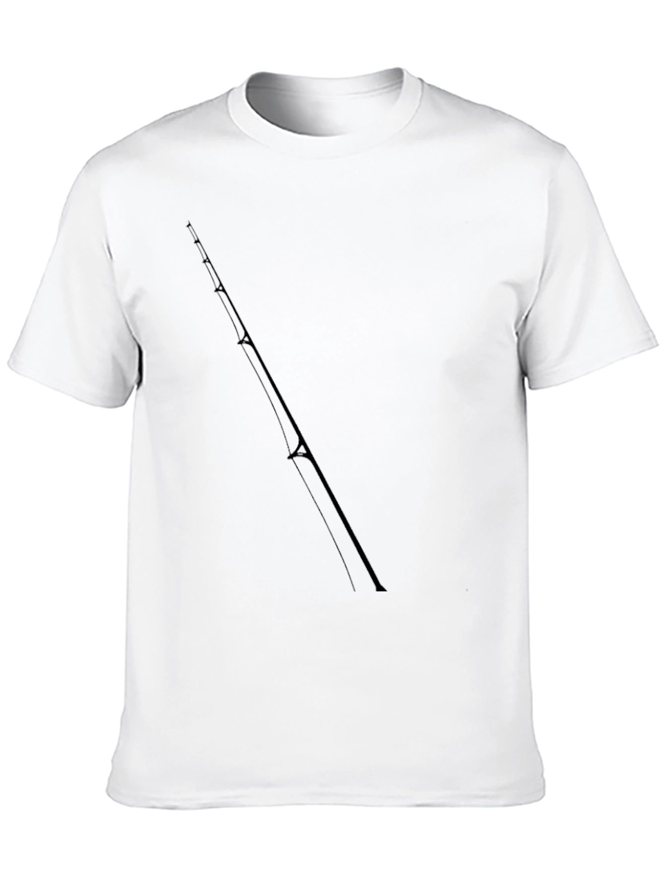 Fishing Rod Graphic Tee - Black Cotton T-Shirt