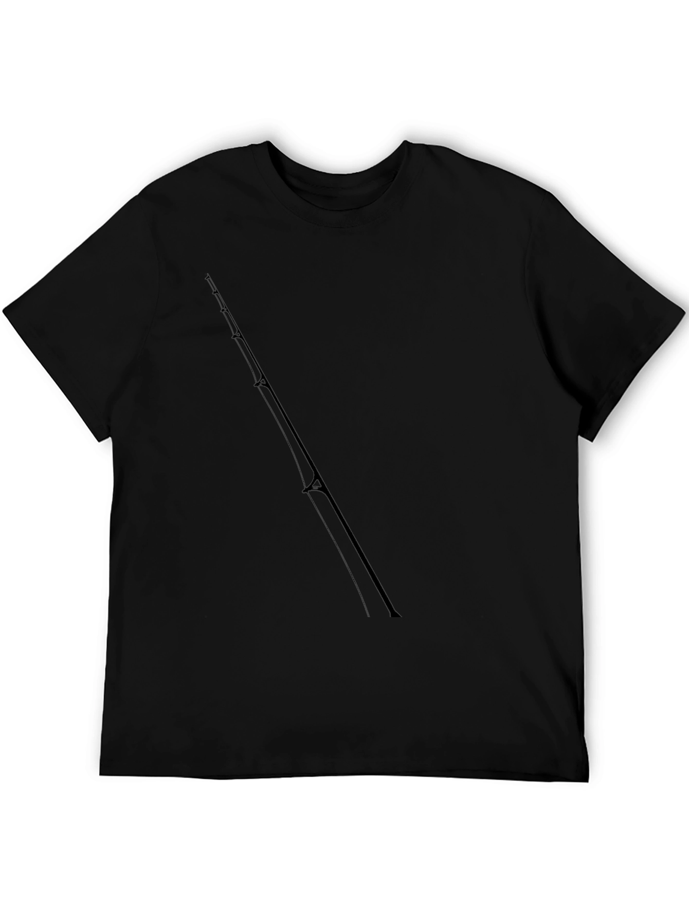 Fishing Rod Graphic Tee - Black Cotton T-Shirt