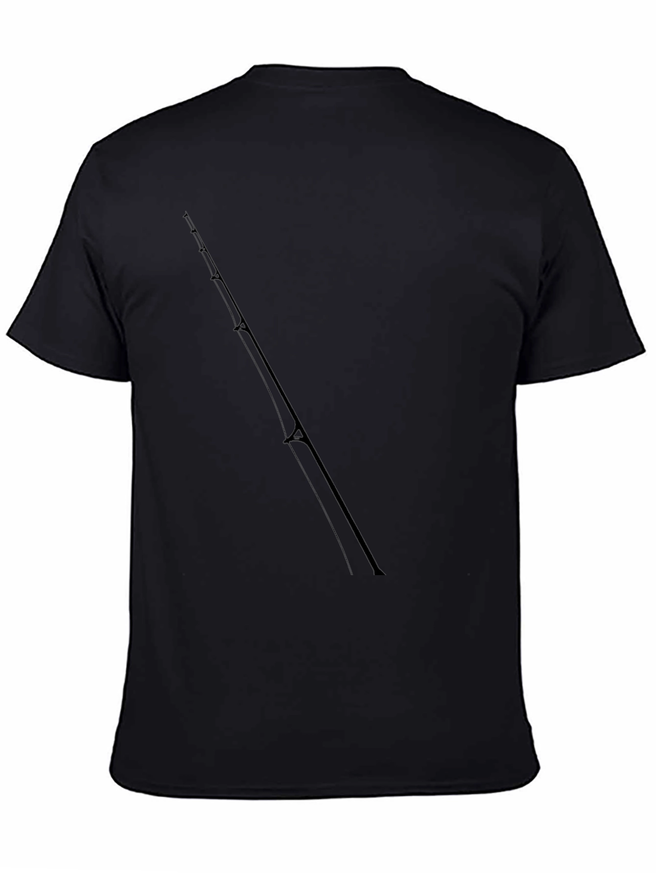 Fishing Rod Graphic Tee - Black Cotton T-Shirt