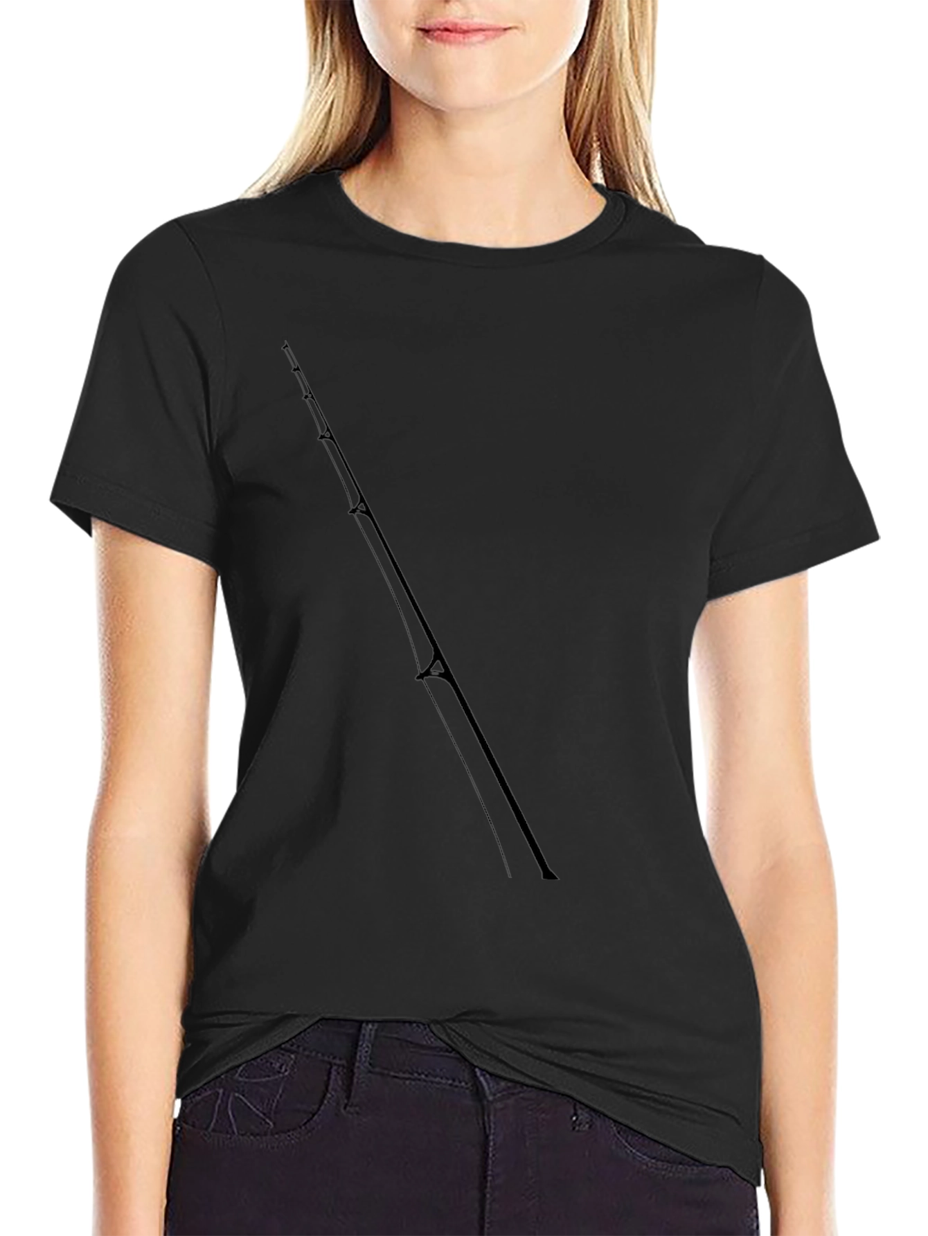 Fishing Rod Graphic Tee - Black Cotton T-Shirt