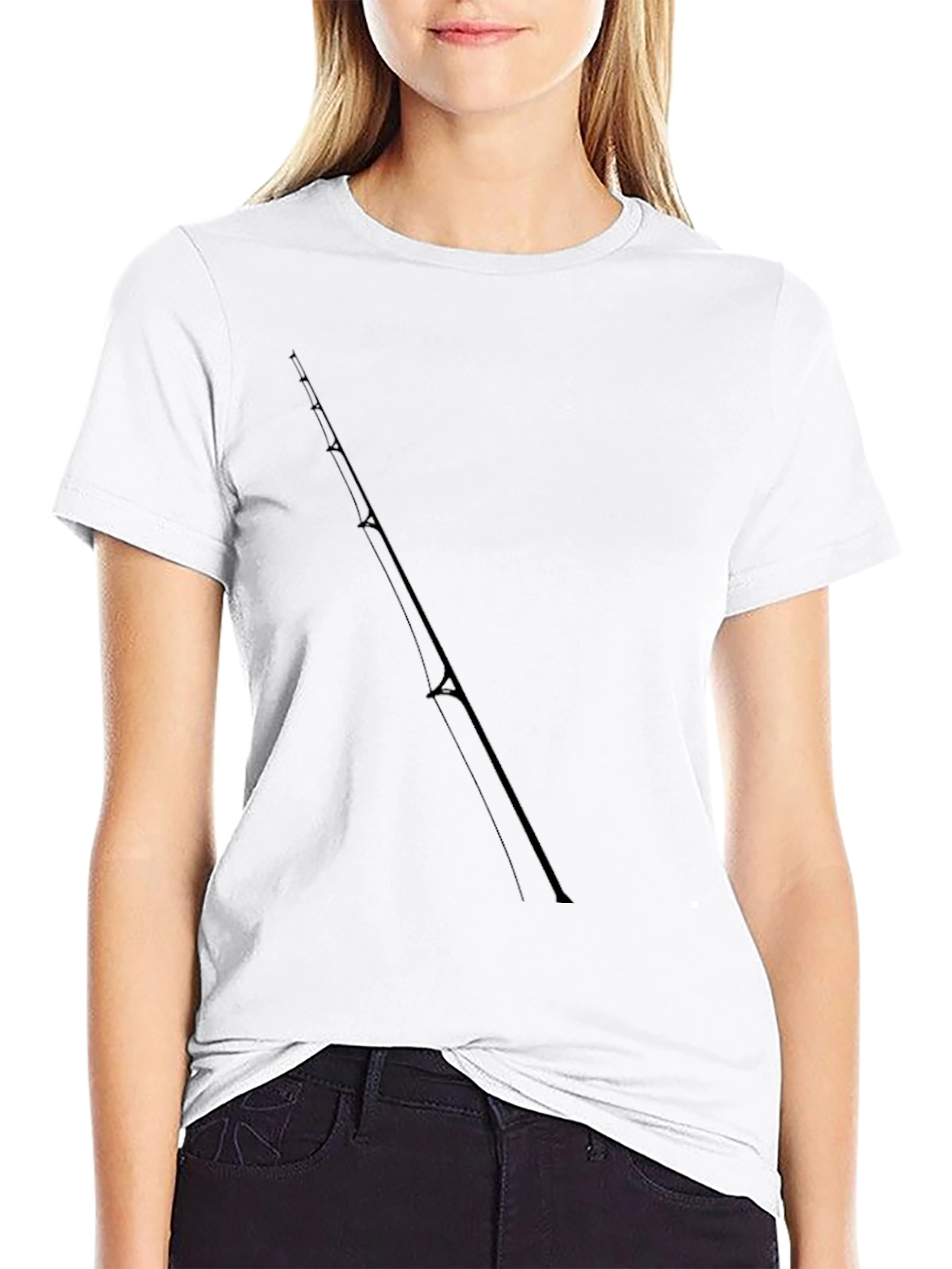 Fishing Rod Graphic Tee - Black Cotton T-Shirt