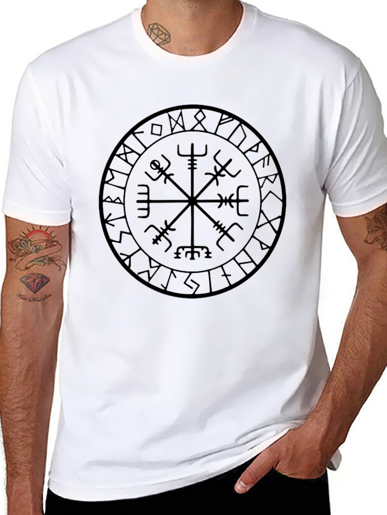 Viking Compass Graphic Tee - Black Cotton Blend