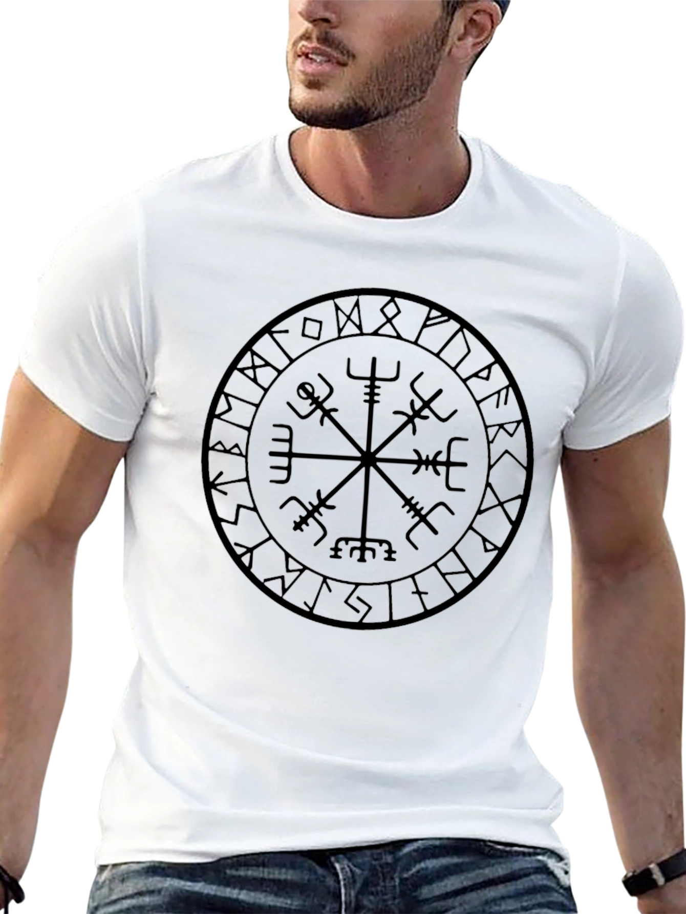 Viking Compass Graphic Tee - Black Cotton Blend
