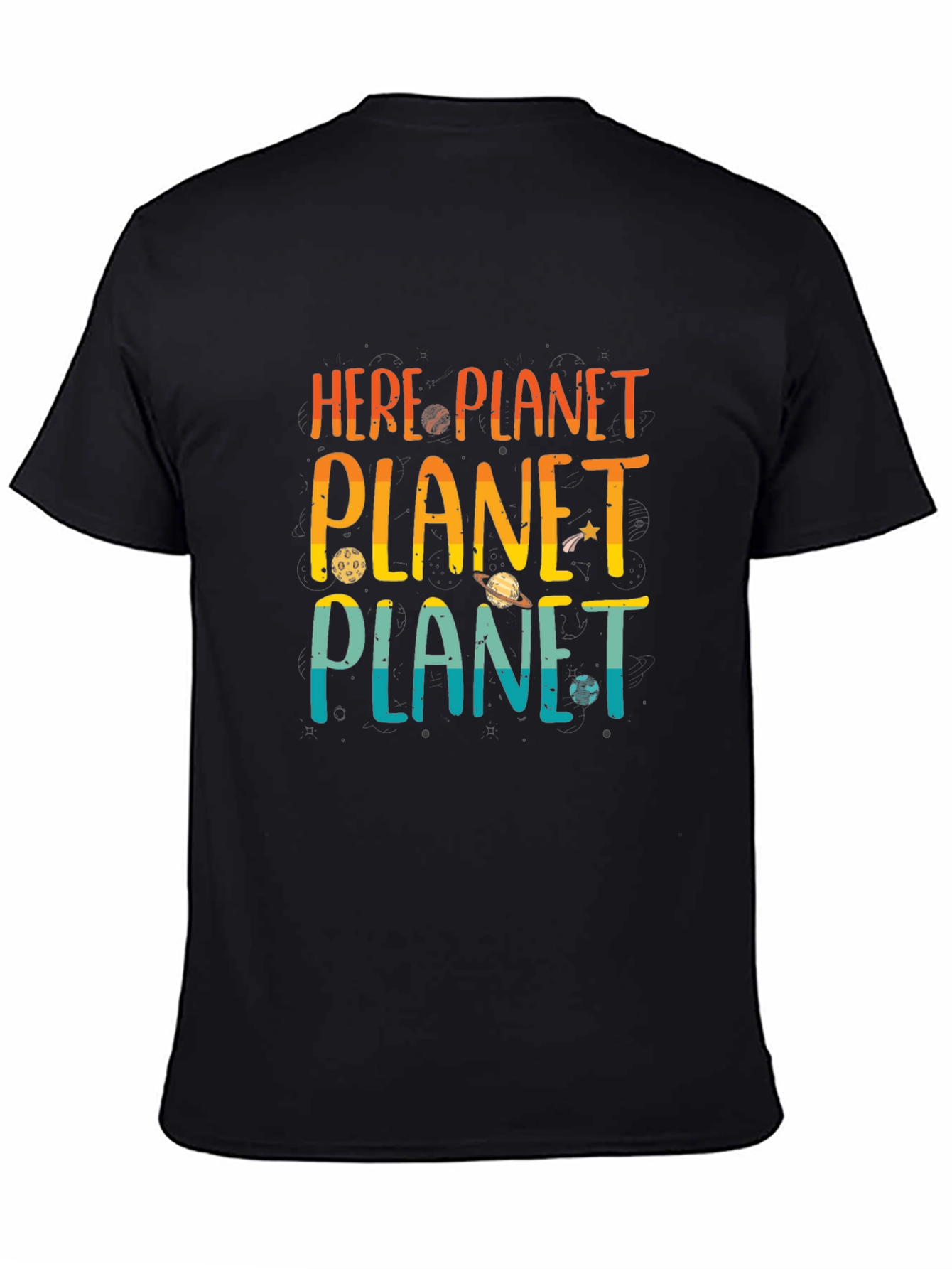 Here Planet Planet Planet Graphic T-Shirt