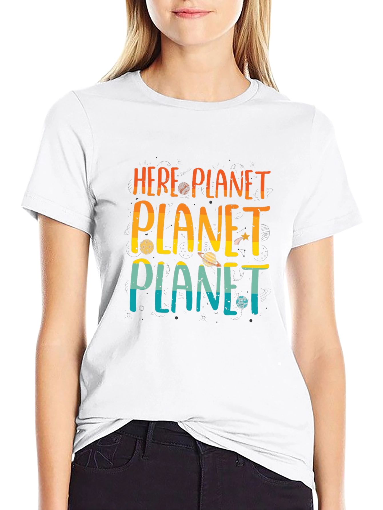 Here Planet Planet Planet Graphic T-Shirt