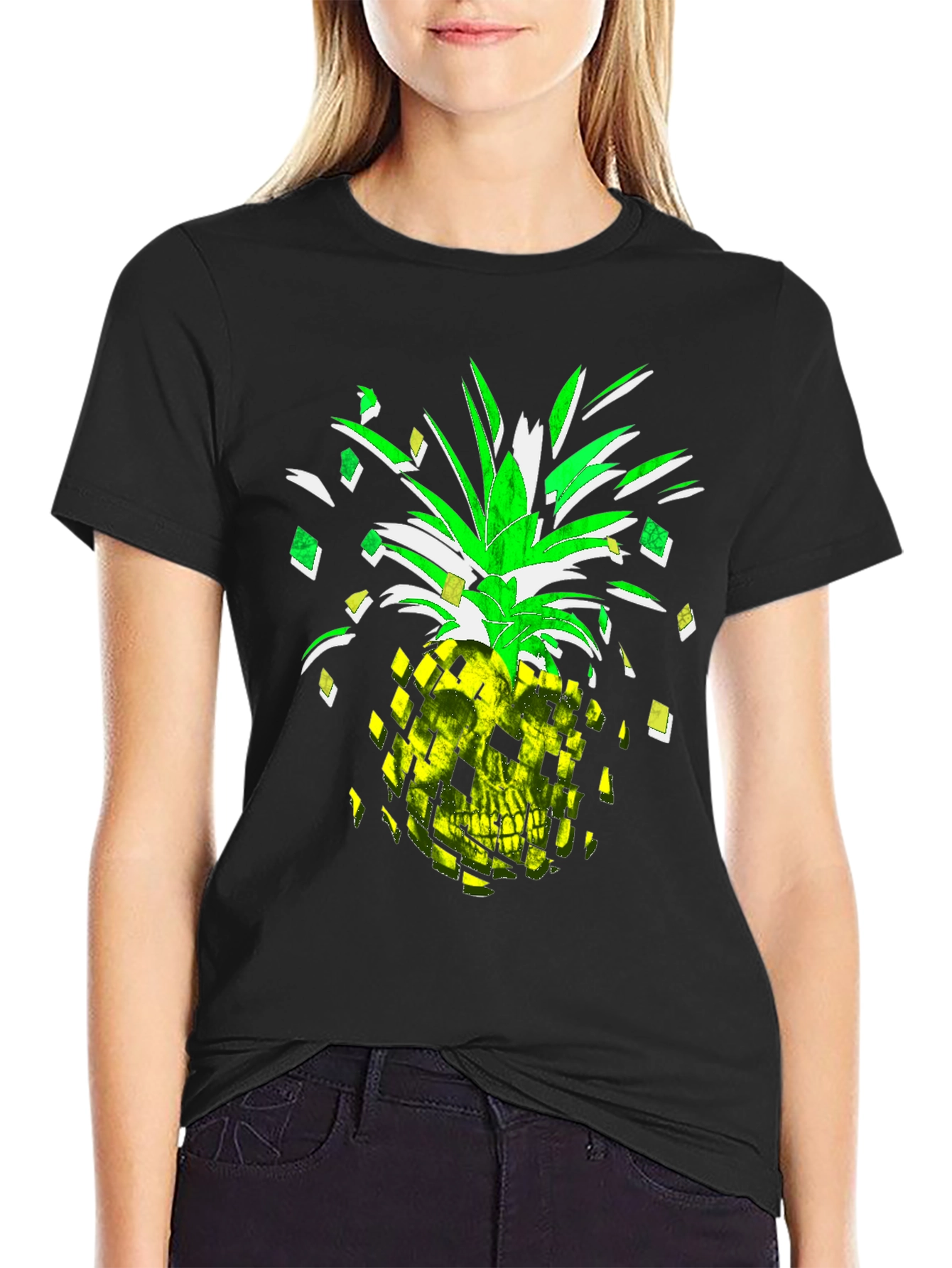 Skull Pineapple Graphic Tee - Mens Black T-Shirt