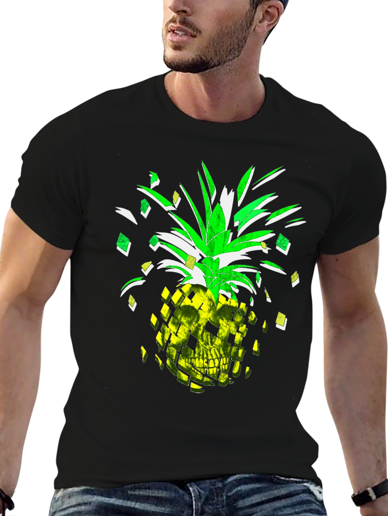 Skull Pineapple Graphic Tee - Mens Black T-Shirt