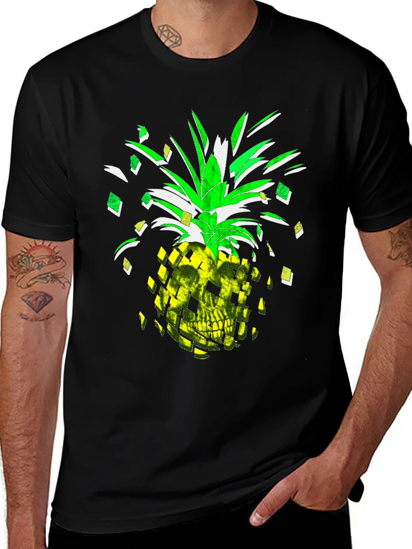 Skull Pineapple Graphic Tee - Mens Black T-Shirt