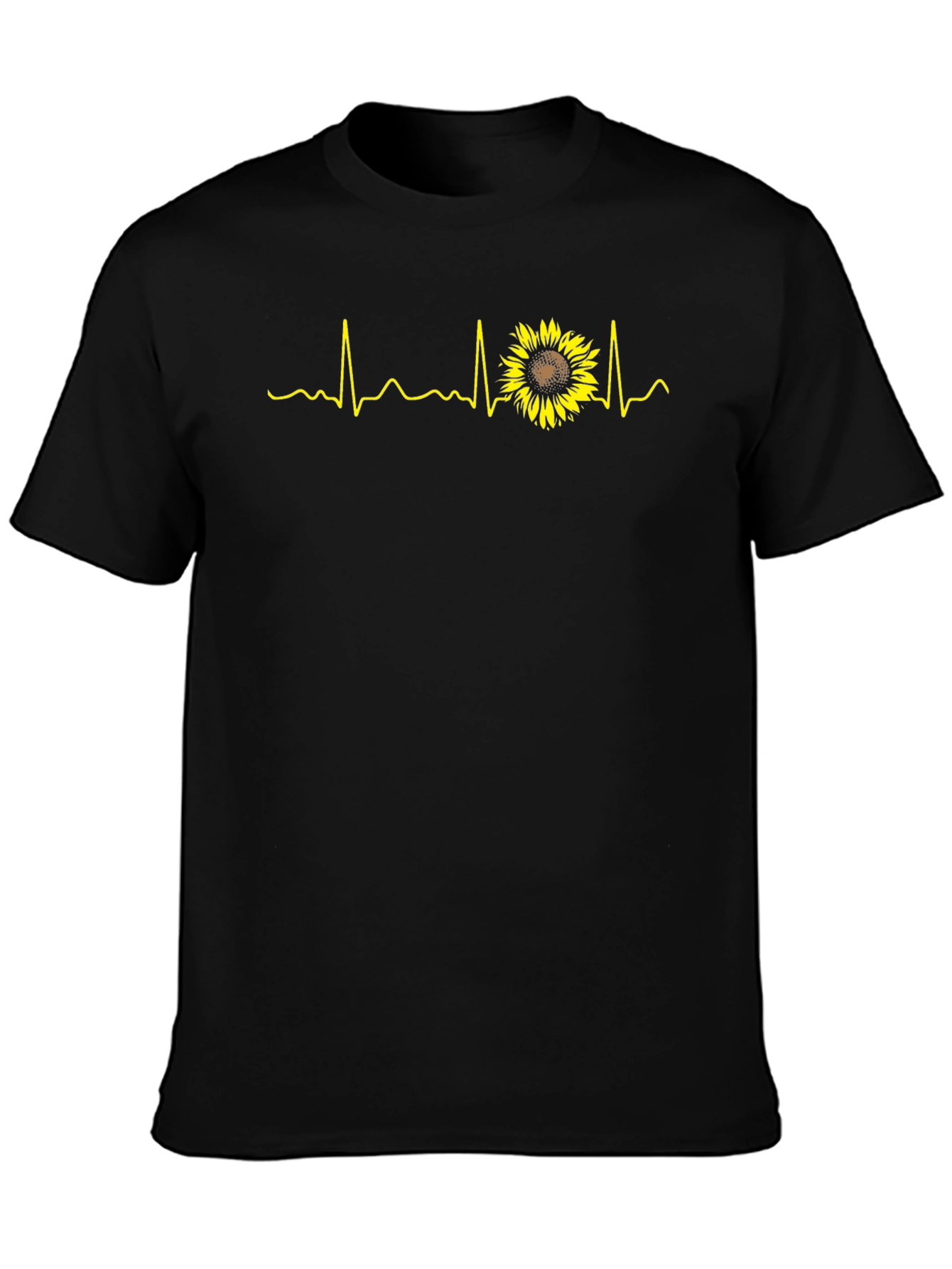 Sunflower Heartbeat Graphic Tee - Black