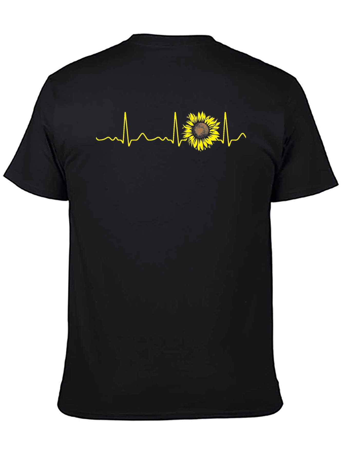 Sunflower Heartbeat Graphic Tee - Black