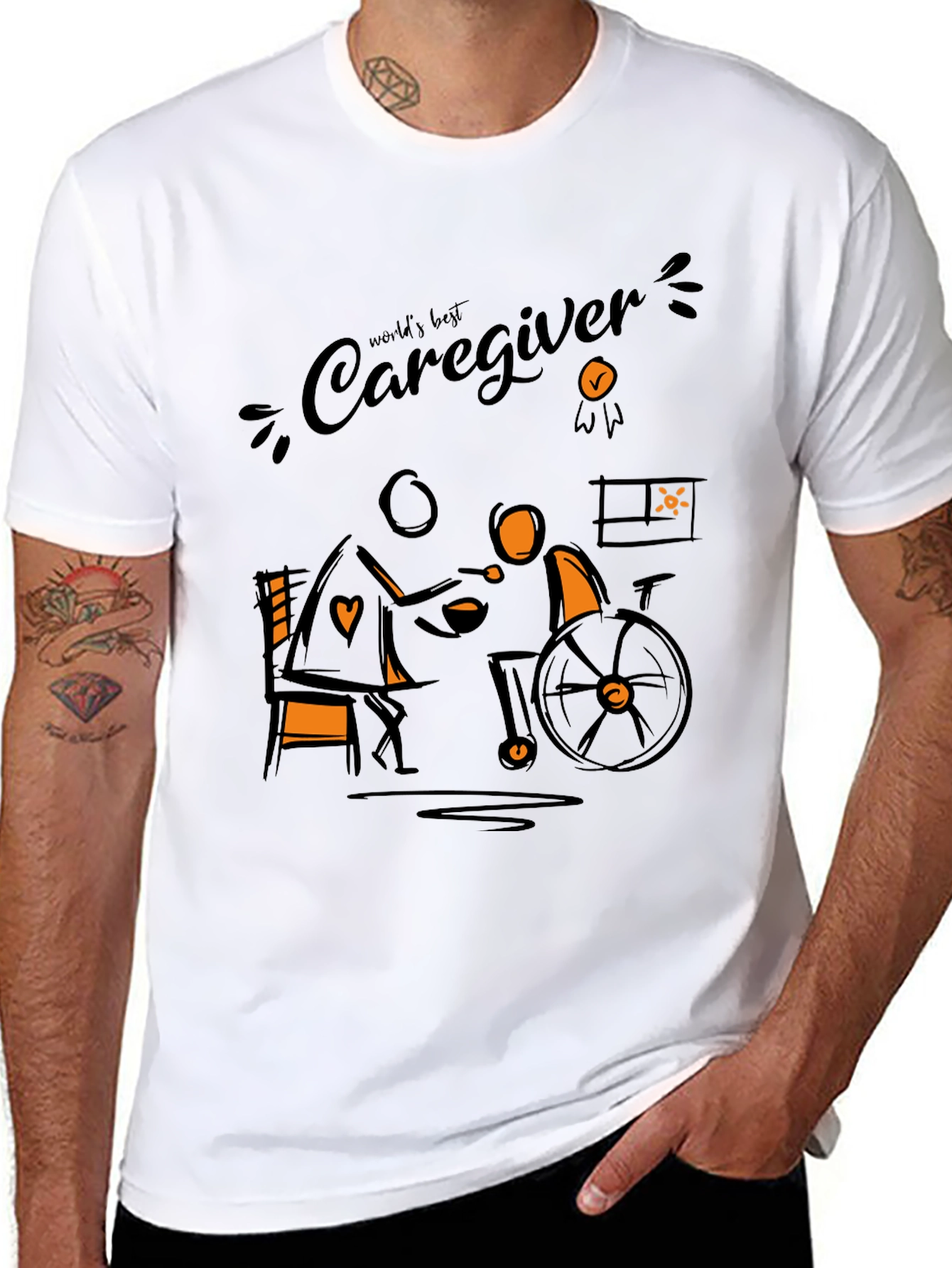 Worlds Best Caregiver T-Shirt - Black