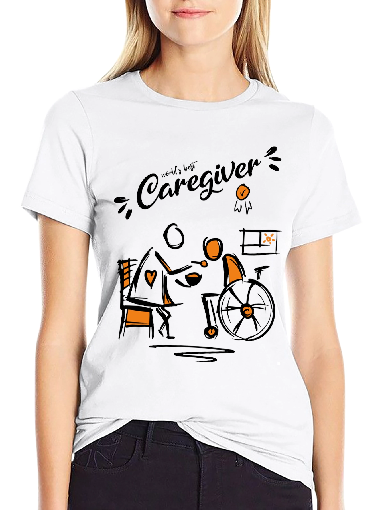 Worlds Best Caregiver T-Shirt - Black
