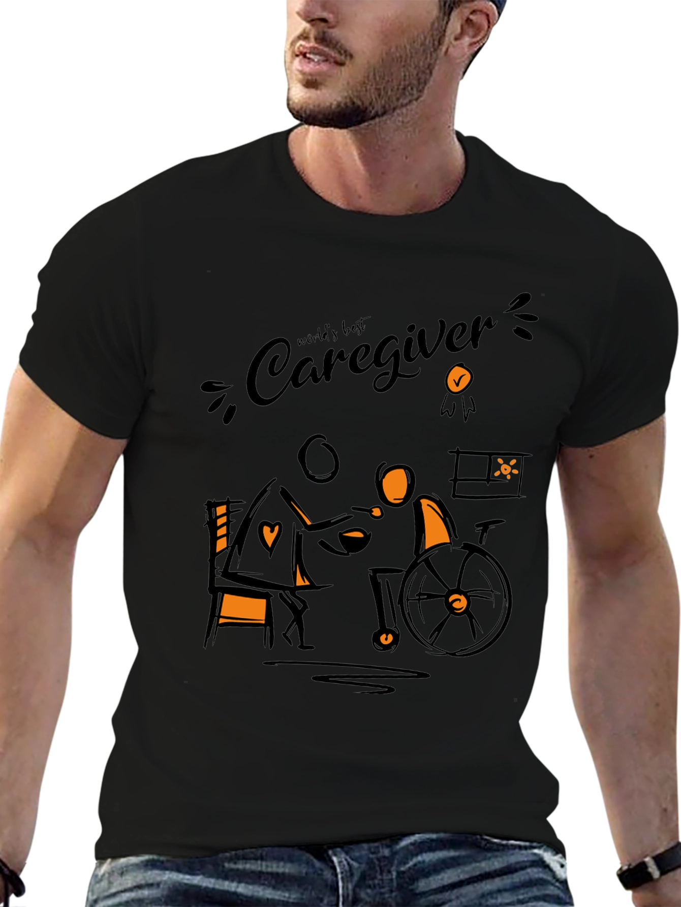 Worlds Best Caregiver T-Shirt - Black