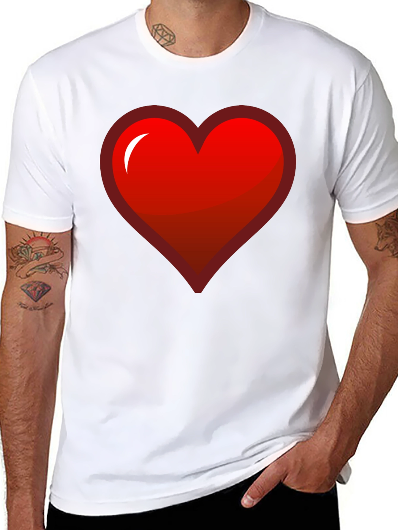 Red Heart Graphic Black T-Shirt