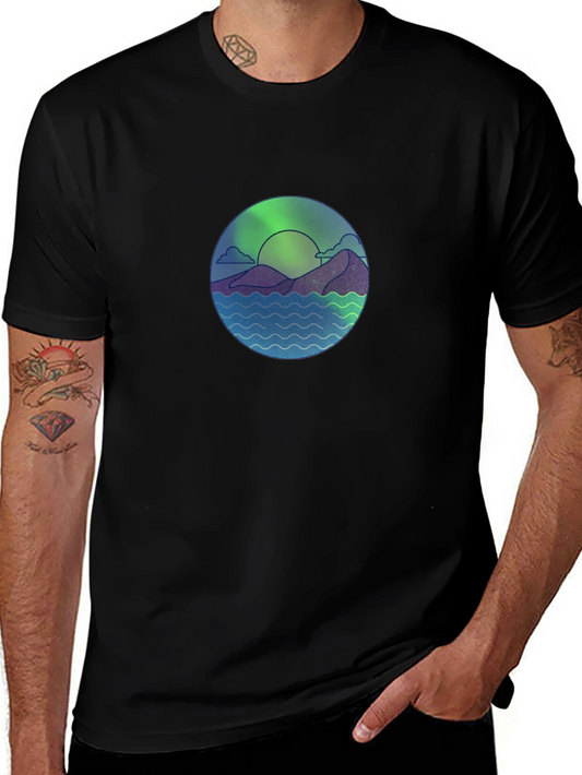 Nature Scene Graphic Black T-Shirt