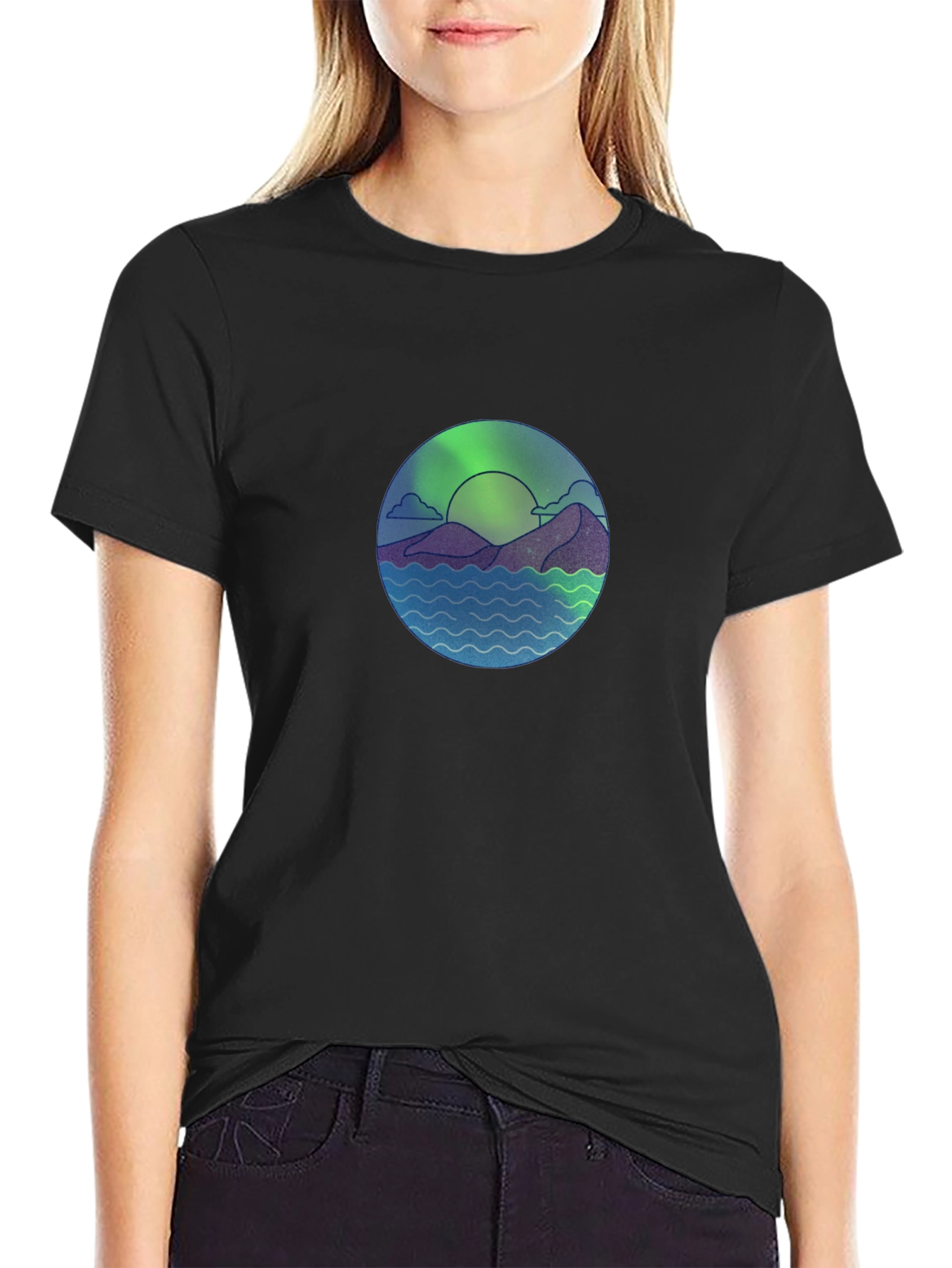 Nature Scene Graphic Black T-Shirt